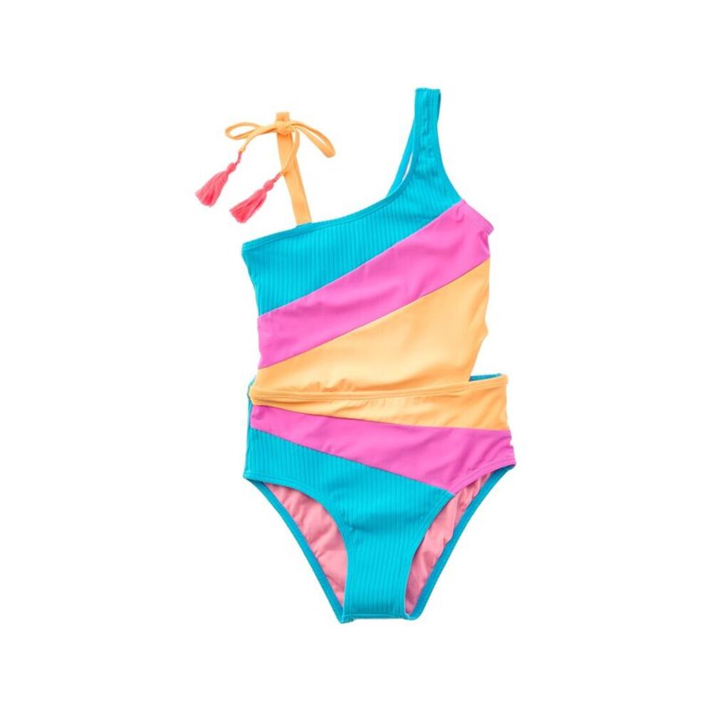 Beach Lingo Girls  Rem Cup One Shoulder Cutout One-Piece, Pink
